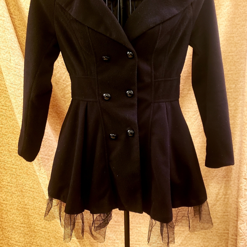 Black lace bottom peacoat